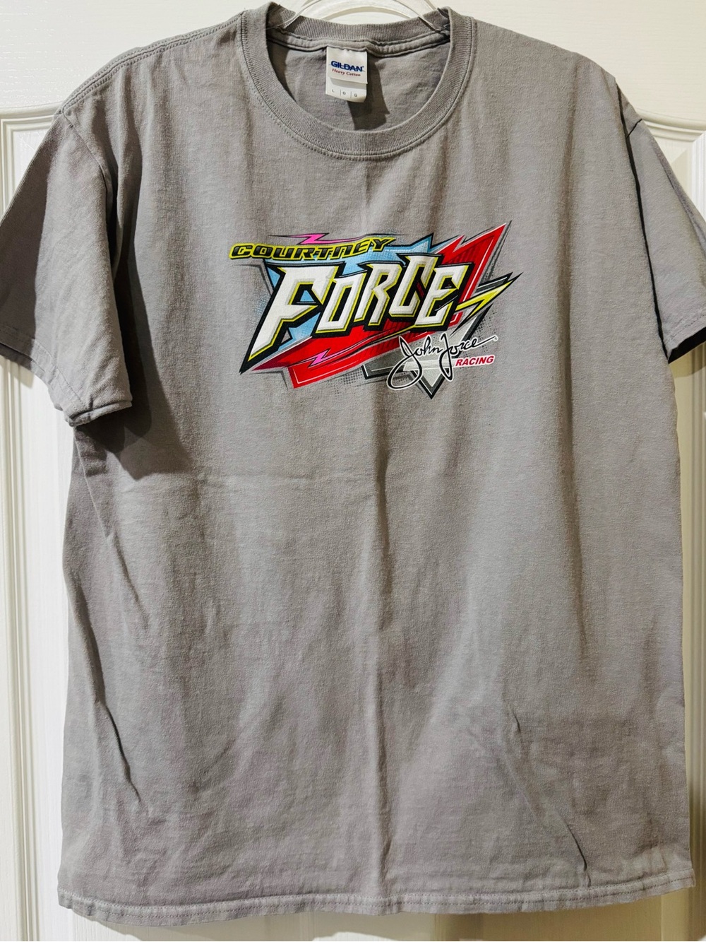 Courtney Force Racing Gray Graphic T-shirt Large Short Sleeve